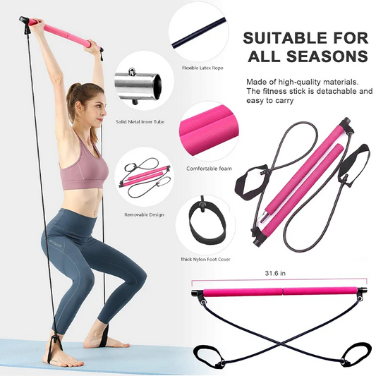 All-in-One Fitness Bar & Resistance Rope for Yoga and Strength Training